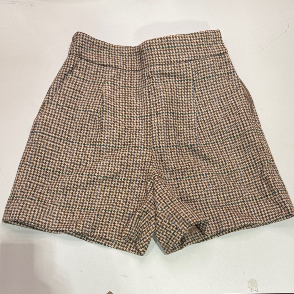 High Waist Houndstooth Shorts